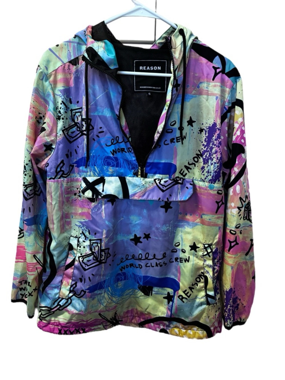 VTG Reason Tie-Dye Multicolor Windbreaker Panel Men’s Size Small